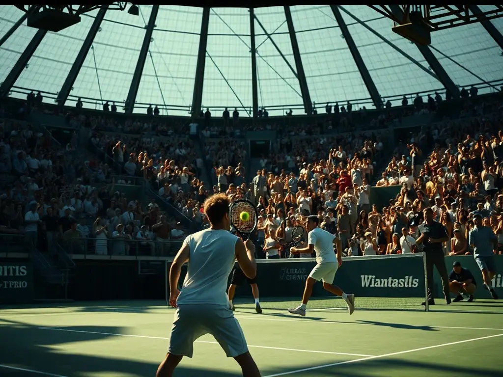 An action-packed photo capturing the intensity of a badminton tournament, with players demonstrating their competitive spirit and skills.