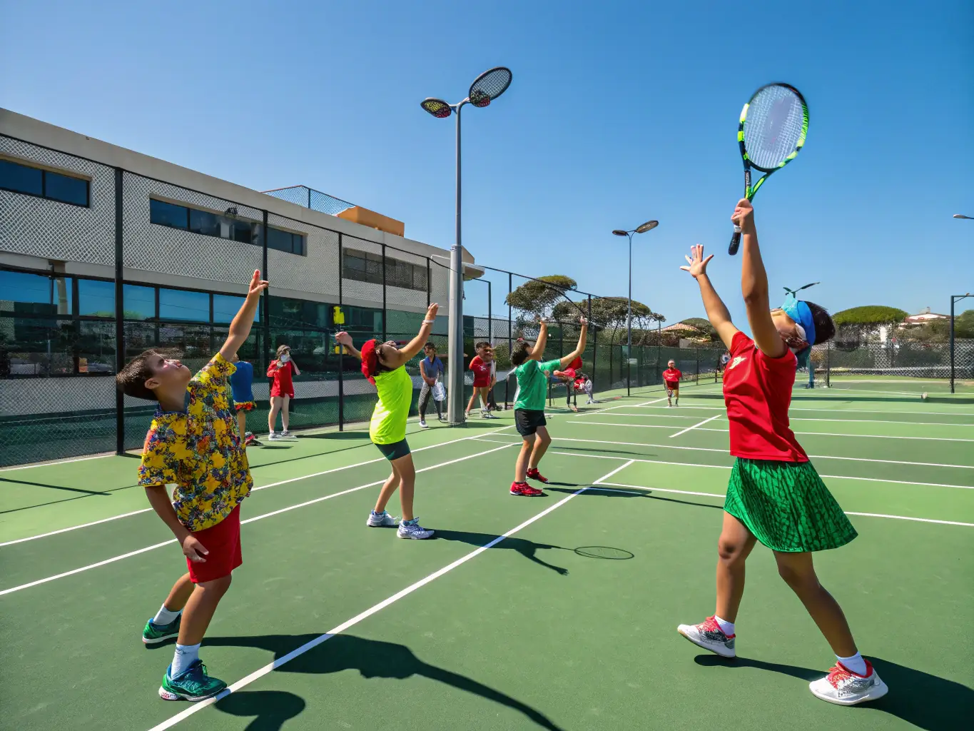 A vibrant image of participants enjoying a recreational badminton game, highlighting the fun and social aspects of the club.